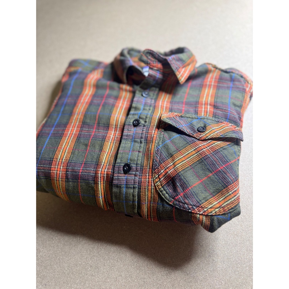 Patagonia Mens Organic Cotton Flannel Plaid Button Down Shirt‎ Olive Green Small